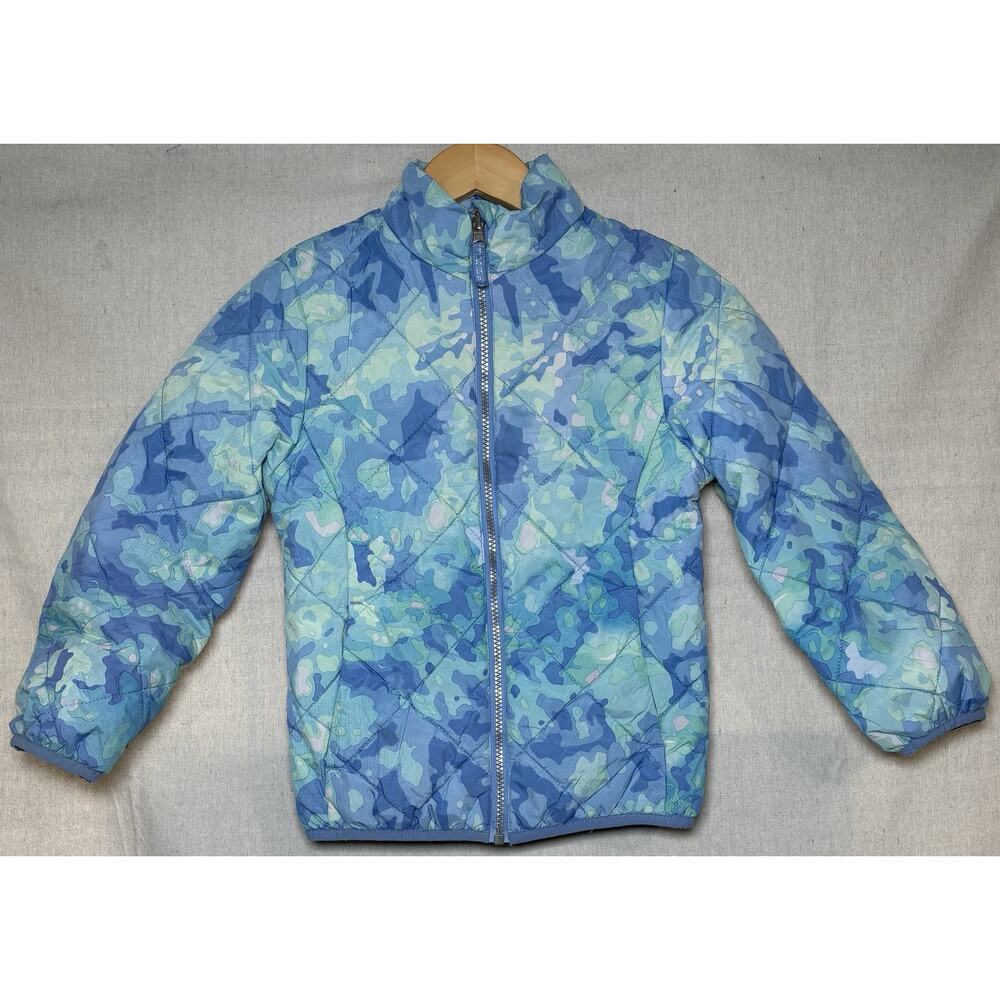 Gerry Puffer‎ Jacket Girls Sz S 7-8 Blue Green Floral Light Full Zip